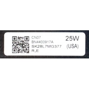 CARGADOR / ADAPTADOR DE FUENTE DE ALIMENTACION AC/DC SAMSUNG / NUMERO DE PARTE BN44-00917A / BN4400917A / ENTRADA VCA 100-240V~ 50/60HZ, 1.0A / SALIDA VCD 14.0V 1.79A / 25W / MODELO A2514_MPNL